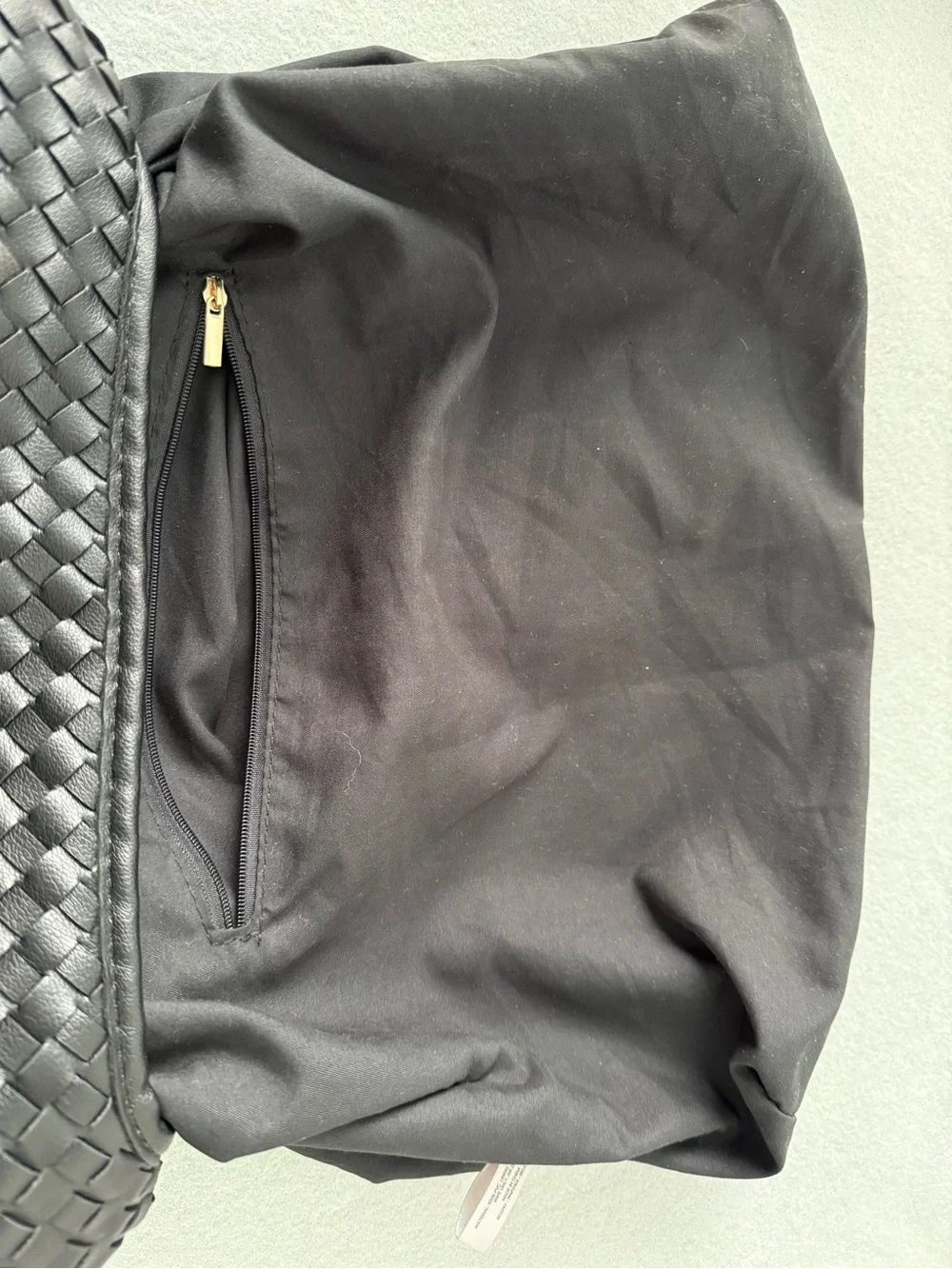 Black Woven Leather Hobo Shoulder Bag